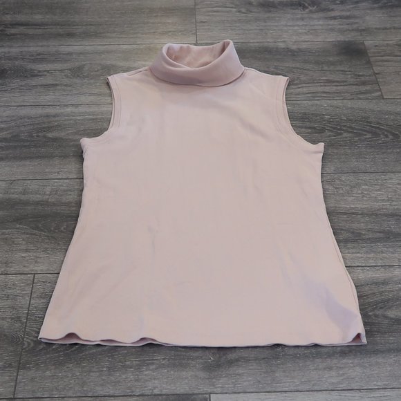 🔥Turtleneck Tight Fitted/Stretchy Sleeveless Shirt-L Pink Montego Tank Top - Picture 11 of 11